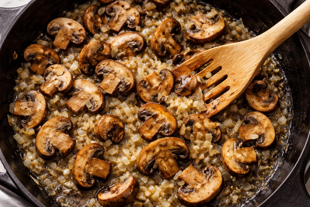 Sauté the Aromatics and Mushrooms