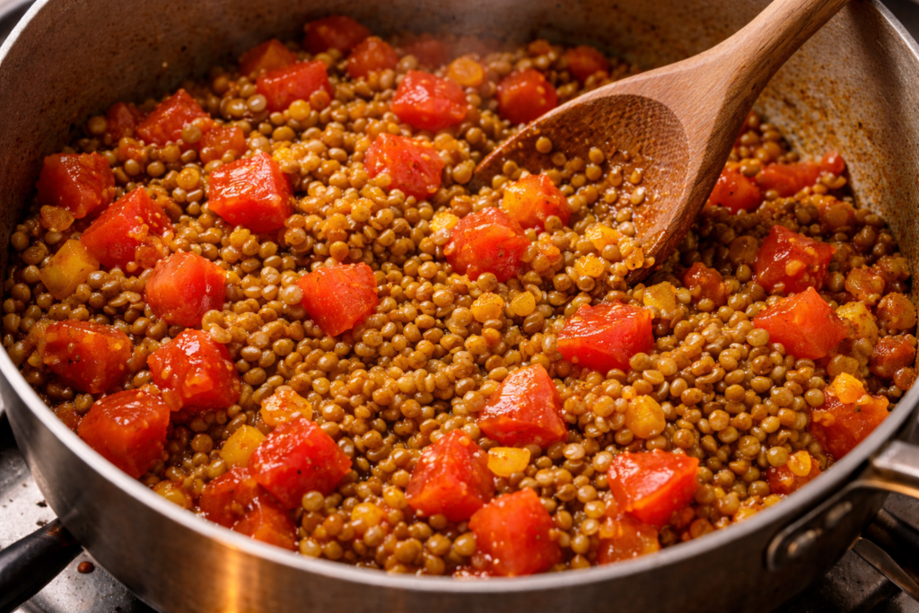 Add Tomatoes and Lentils
