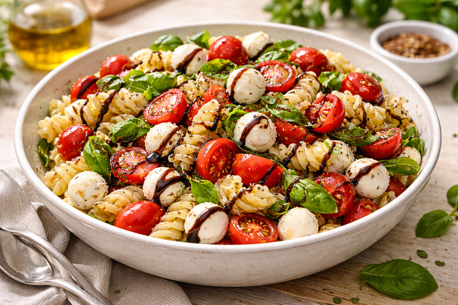 Caprese Pasta Salad with Balsamic Glaze