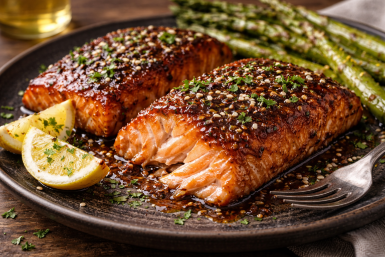 Maple Bourbon Glazed Salmon