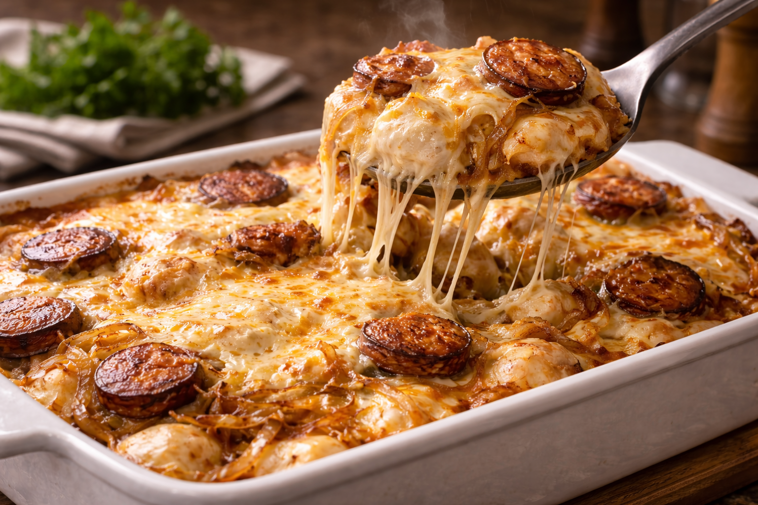 Pierogi Casserole with Sausage