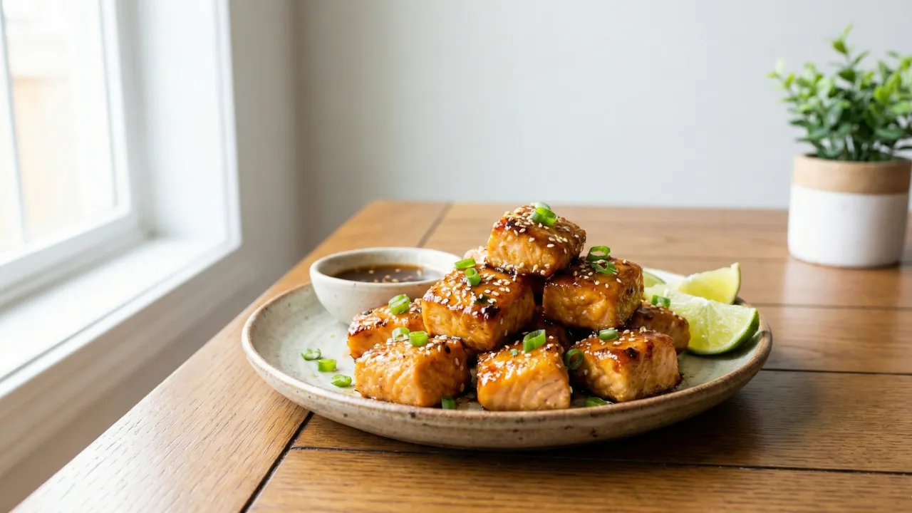air fryer honey garlic salmon bites 3