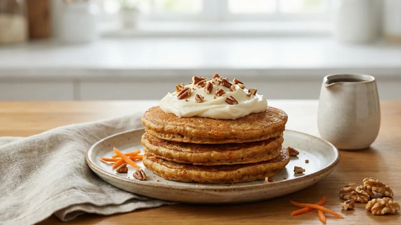 Carrot Cake Pancakes with Cream Cheese Frosting