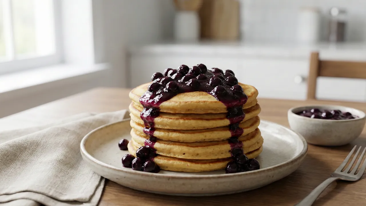 Chickpea Flour Pancakes with Blueberry Compote