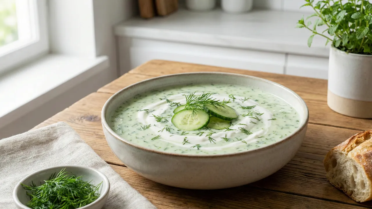 Cold Cucumber Soup with Yogurt and Dill