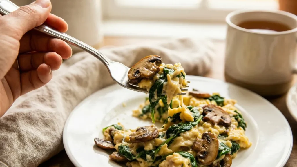 Mushroom Spinach Scrambled Eggs