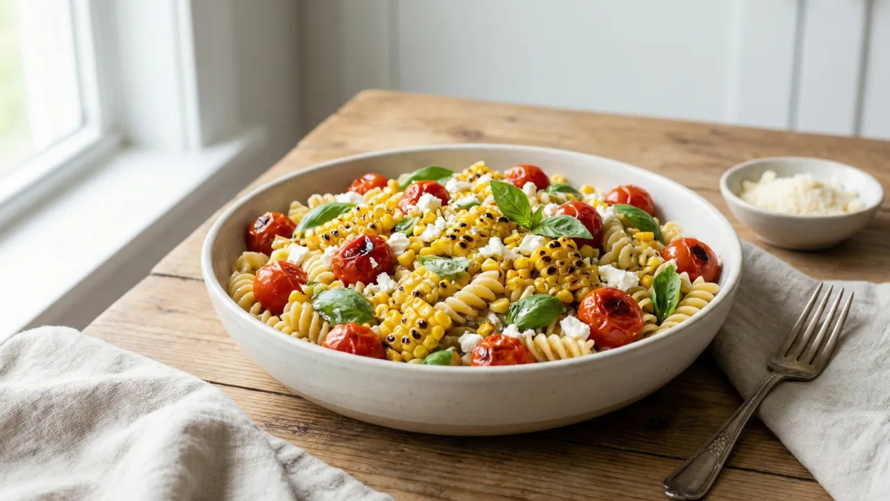 Roasted Corn and Tomato Pasta Salad