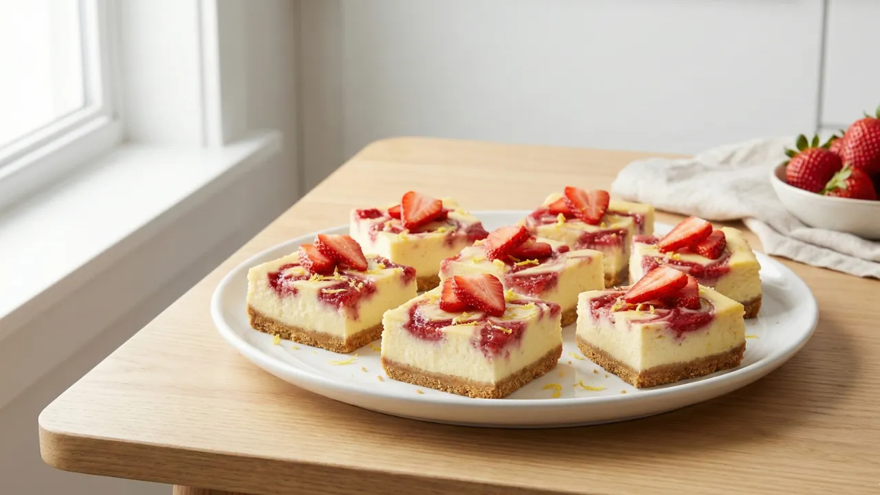 Strawberry Lemon Cheesecake Bars